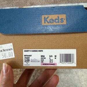 Keds Courty II Canvas Sneakers - White with Pink Accent